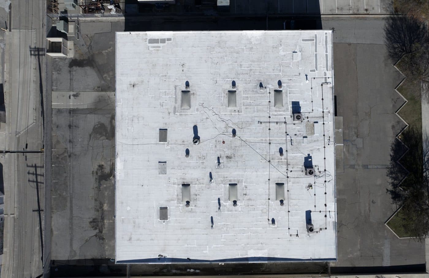 Commercial roof before silicone roof coating in Palms, Los Angeles, California